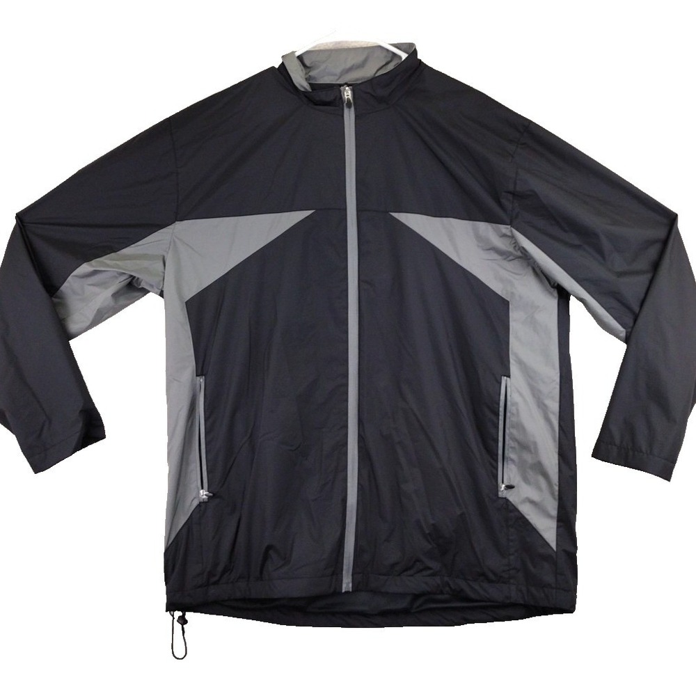 Tommy Armour Mens XL Black Gray‎ Colorblock Full Zip Lightweight Golf Jacket
